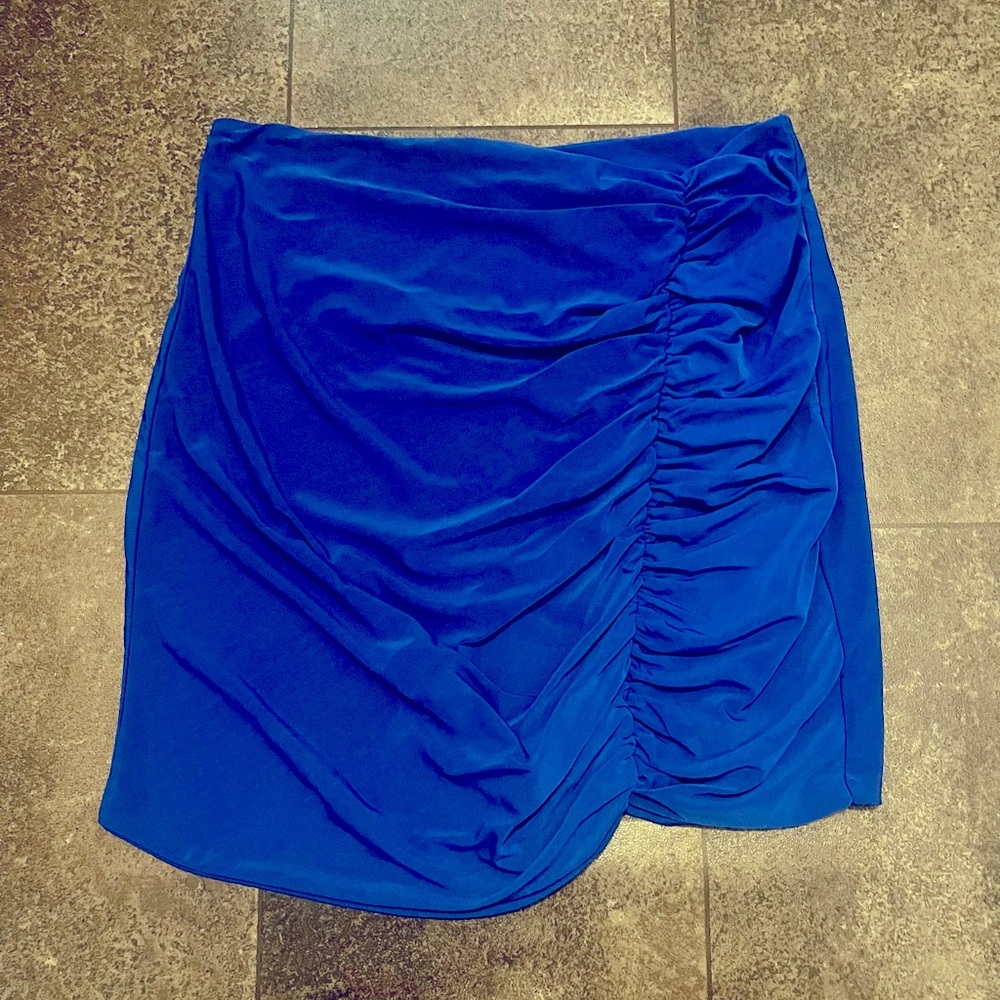 New! Club L London Royal Blue Side Rouched Mini Skirt